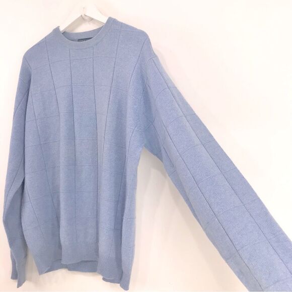 Joseph & Lyman Light Blue 100% Cashmere
Windowpane Knit Crewneck Sweater - Picture 2 of 12